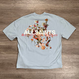 AllSaints Floral Logo Tee Blue