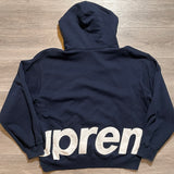 Supreme Big Logo Zip Up Hooded Sweatshirt Navy