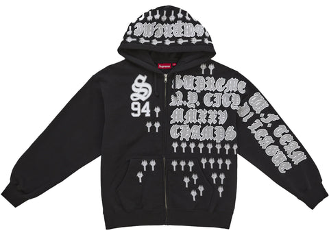 Supreme League Champs Zip Up Hooded Sweatshirt Black