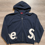 Supreme Big Logo Zip Up Hooded Sweatshirt Navy